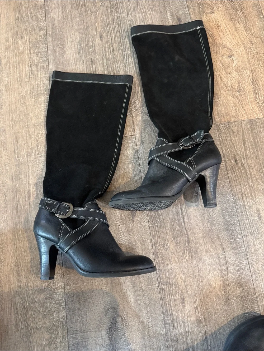 Relativity Black Over-the-Knee Buckle Strap Boots